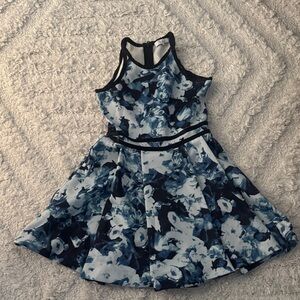Floral Blue and White Dress